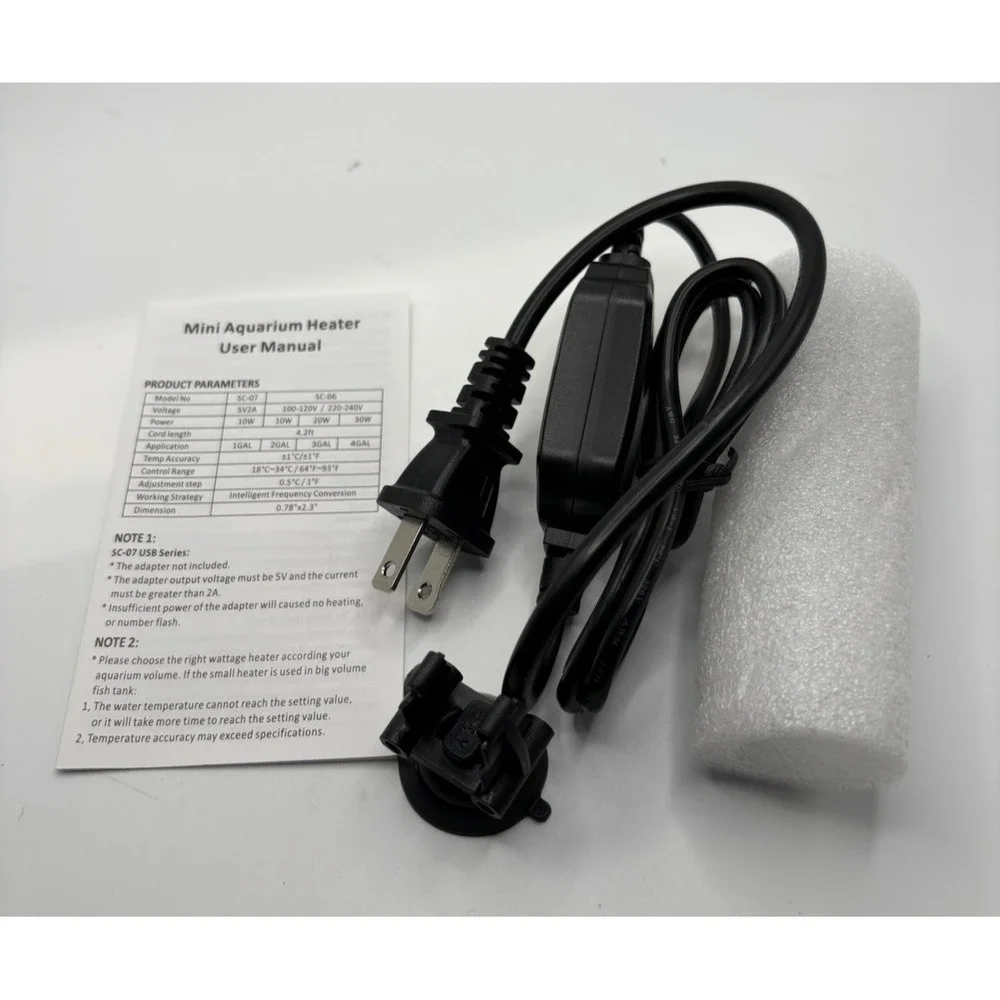 20W Mini Submersible Aquarium Heater Small With  Temp Display & Thermometer Fish